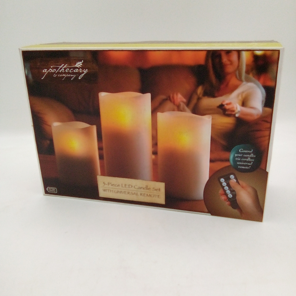 Three piece LED Candle Set with Universal Remote.